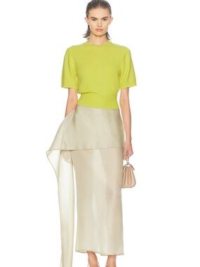 The Silk Gazar Skirt With Drape in Stone
Helsa